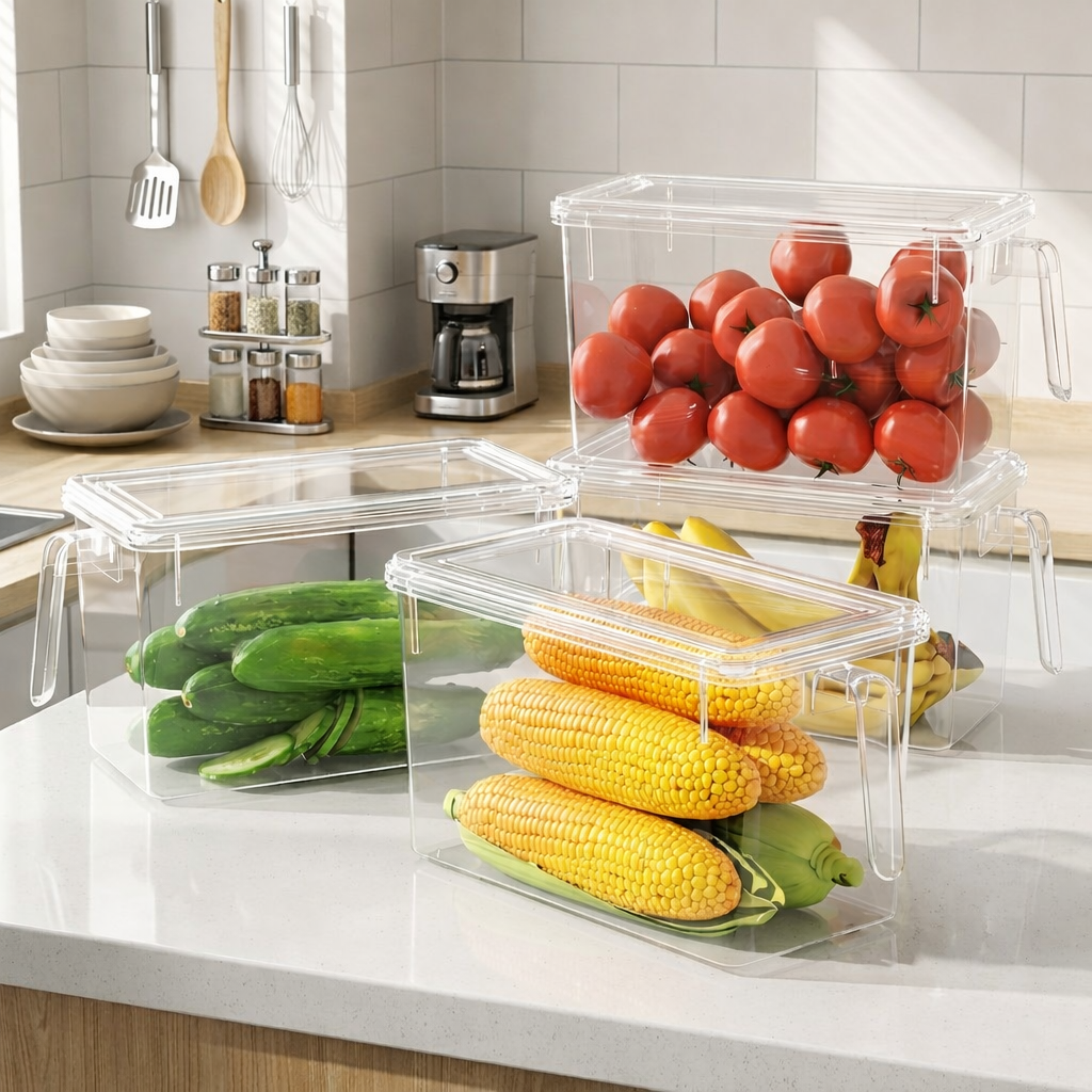 Large Capacity Refrigerator Storage Container with Lid (2 options)